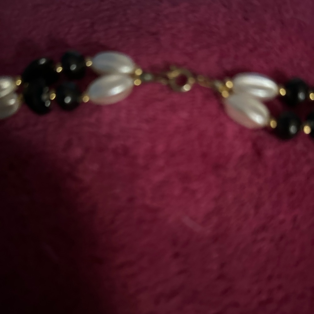 Vintage fax black and white pearl necklace - Picture 3 of 6